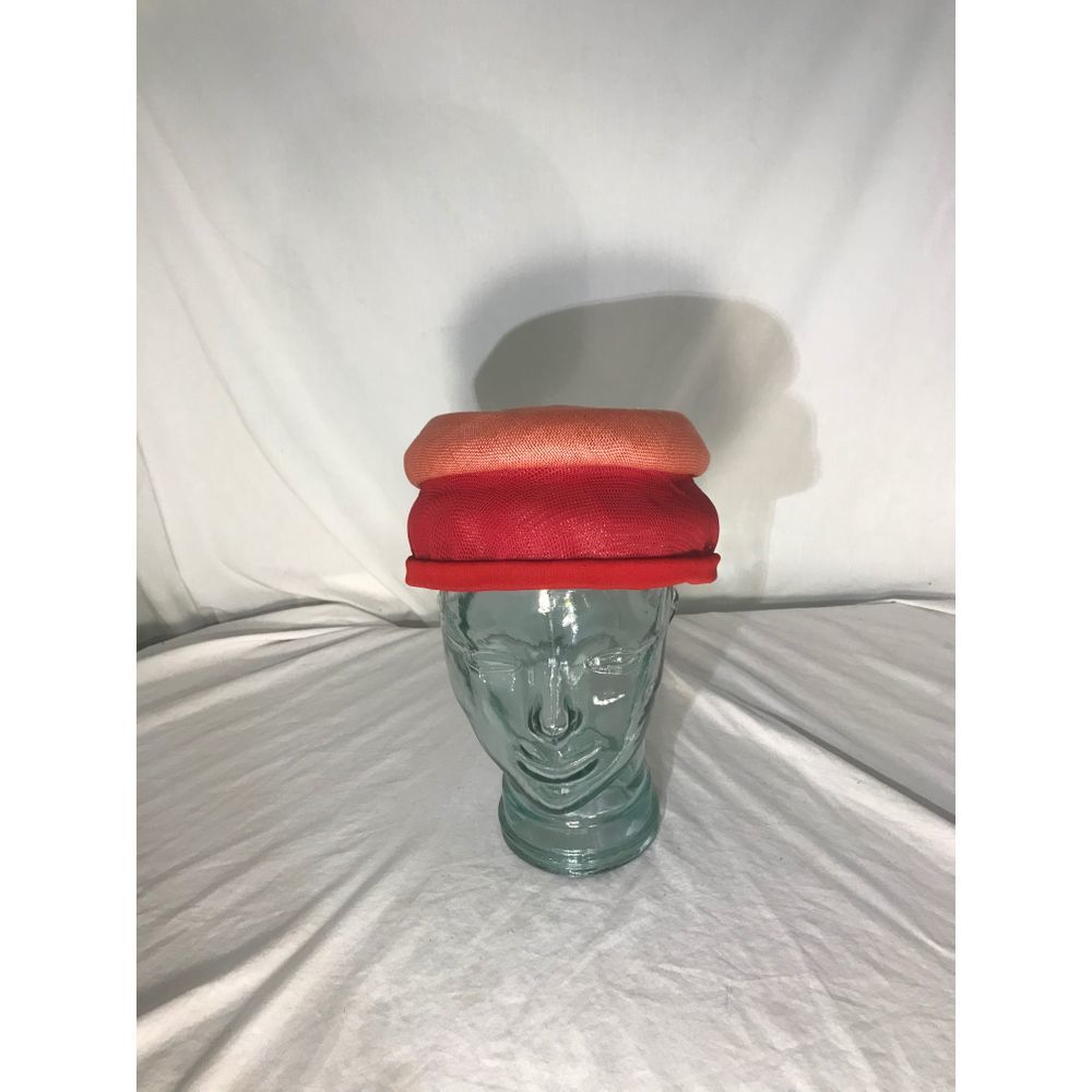 Vintage 1930 Evelyn Varon Red Pillbox Hat Pink Top